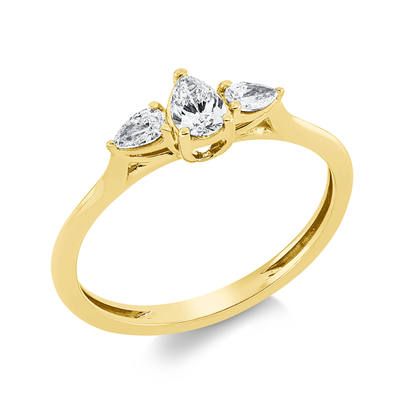 Solitaire mit Besatz Ring Gelbgold 18kt 0,33ct