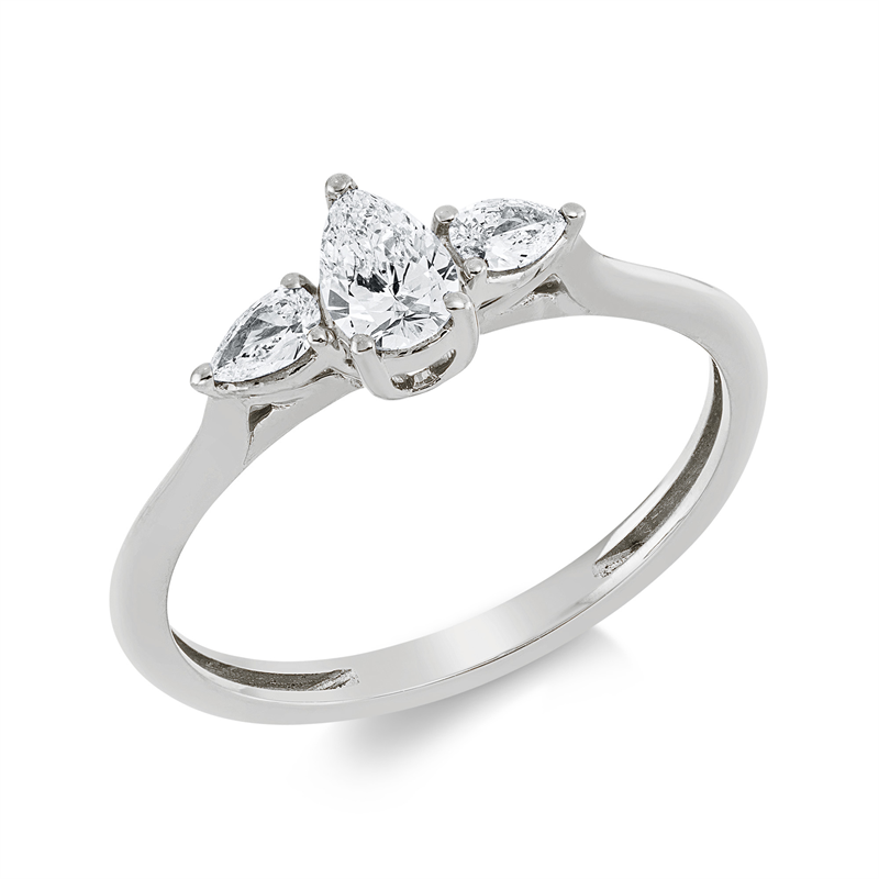 Solitaire mit Besatz Ring Weißgold 18kt 0,38ct