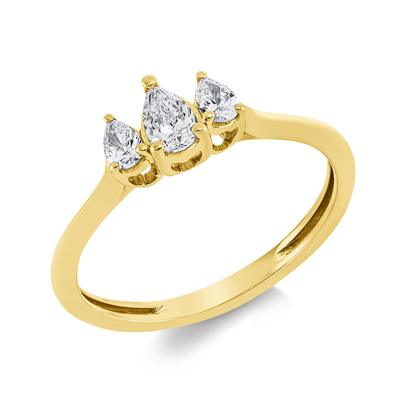 Solitaire mit Besatz Ring Gelbgold 18kt 0,34ct