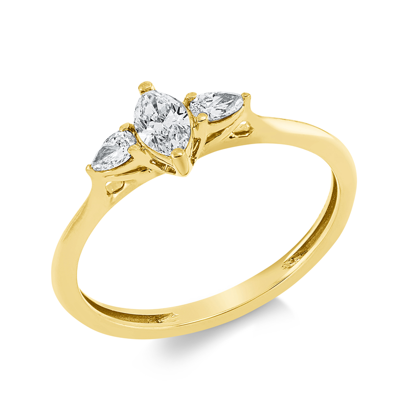 Solitaire mit Besatz Ring Gelbgold 18kt 0,32ct