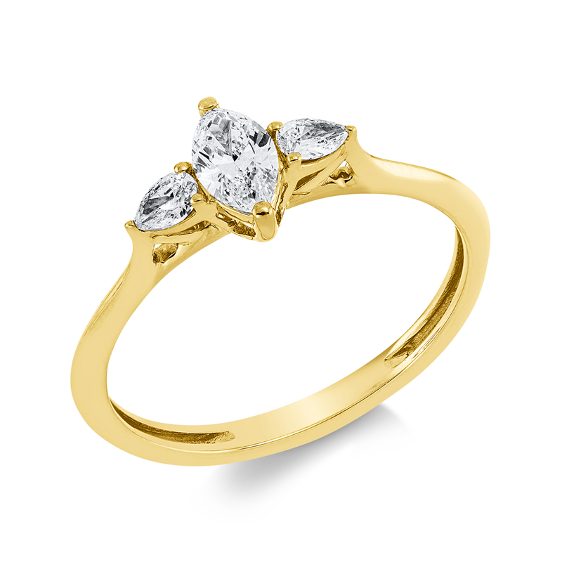 Solitaire mit Besatz Ring Gelbgold 18kt 0,4ct