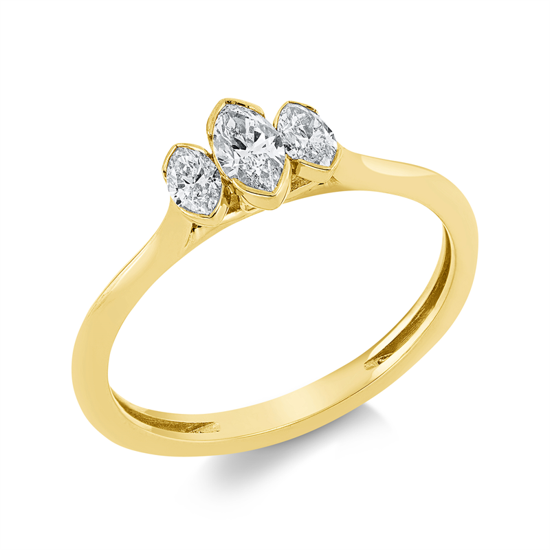 Solitaire mit Besatz Ring Gelbgold 18kt 1,32ct