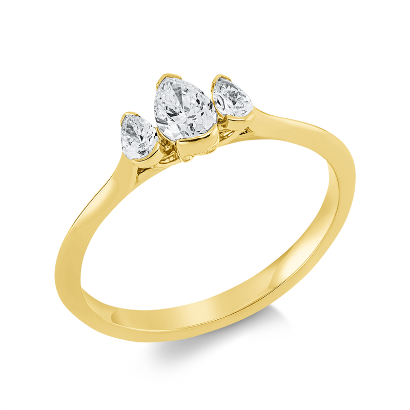 Solitaire mit Besatz Ring Gelbgold 18kt 0,41ct