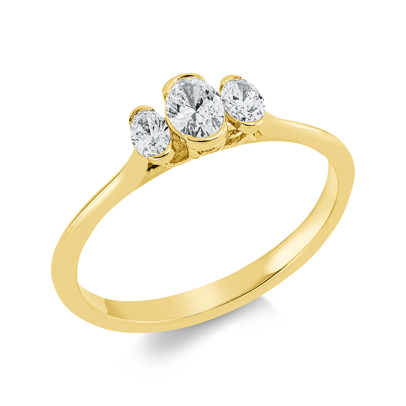 Solitaire mit Besatz Ring Gelbgold 18kt 0,35ct
