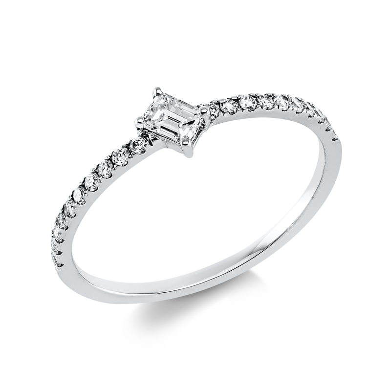 Solitaire mit Besatz Ring 18kt 0,31ct