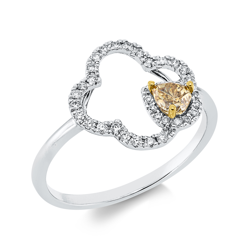 Farbiger Diamant Ring Weißgold / Gelbgold 18kt Ref-1HD20