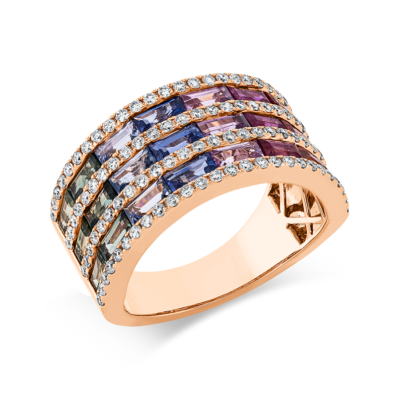 Rainbow & Multicolor Ring Rotgold 18kt 0,61ct