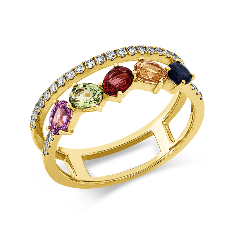 Rainbow & Multicolor Ring Gelbgold 18kt Ref-1HE38