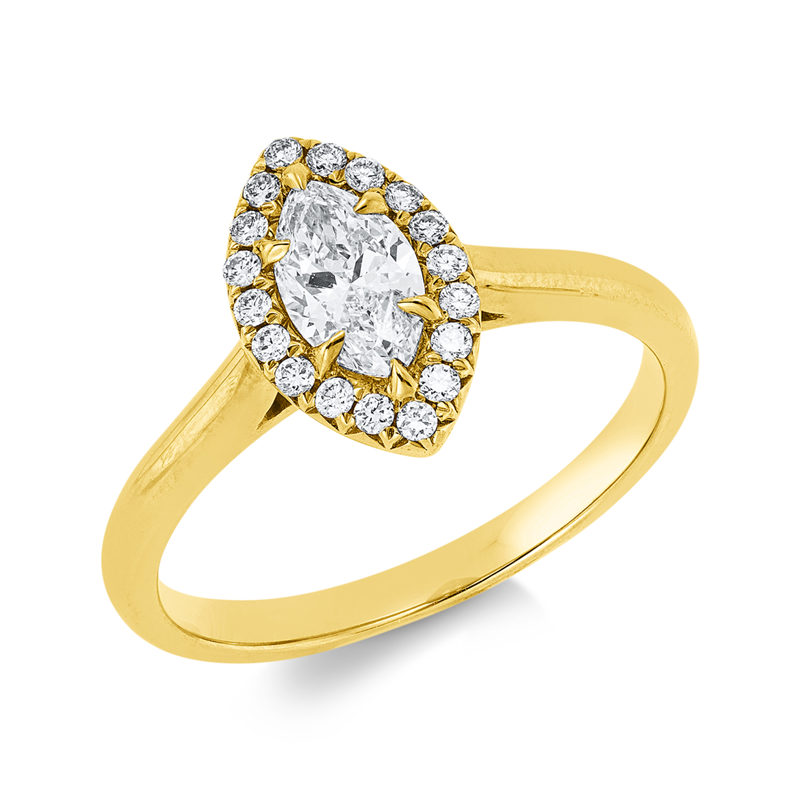 Solitaire mit Besatz Ring Gelbgold 18kt 0,66ct