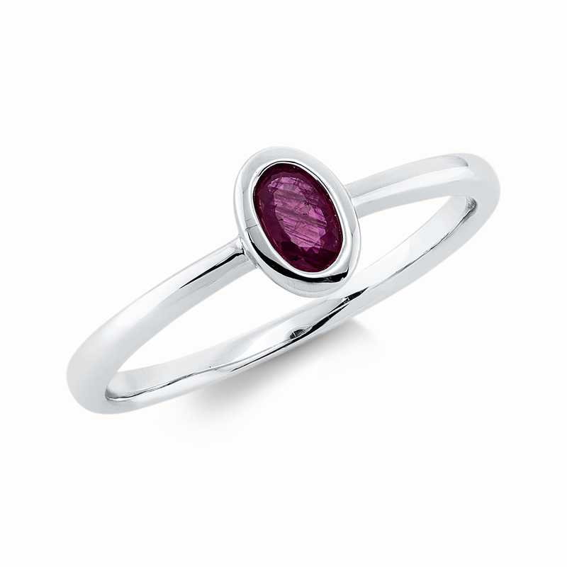 Farbstein Classic Ring Weißgold 18kt