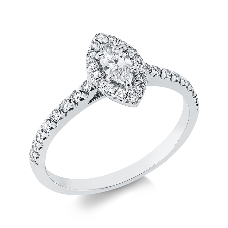 Solitaire mit Besatz Ring Weißgold 18kt 0,61ct