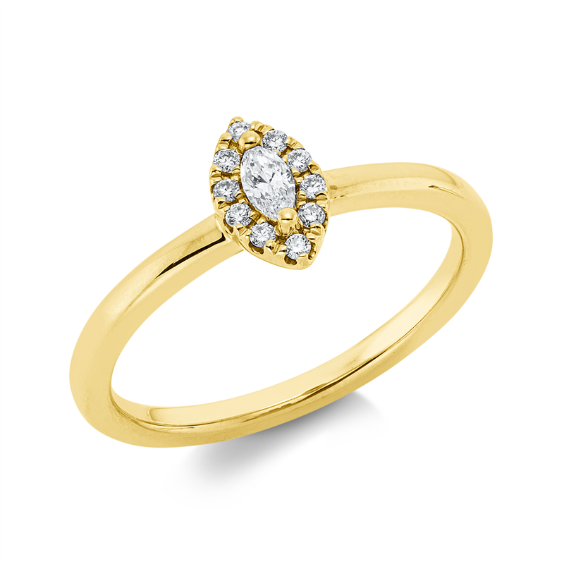 Solitaire mit Besatz Ring Gelbgold 18kt 0,15ct