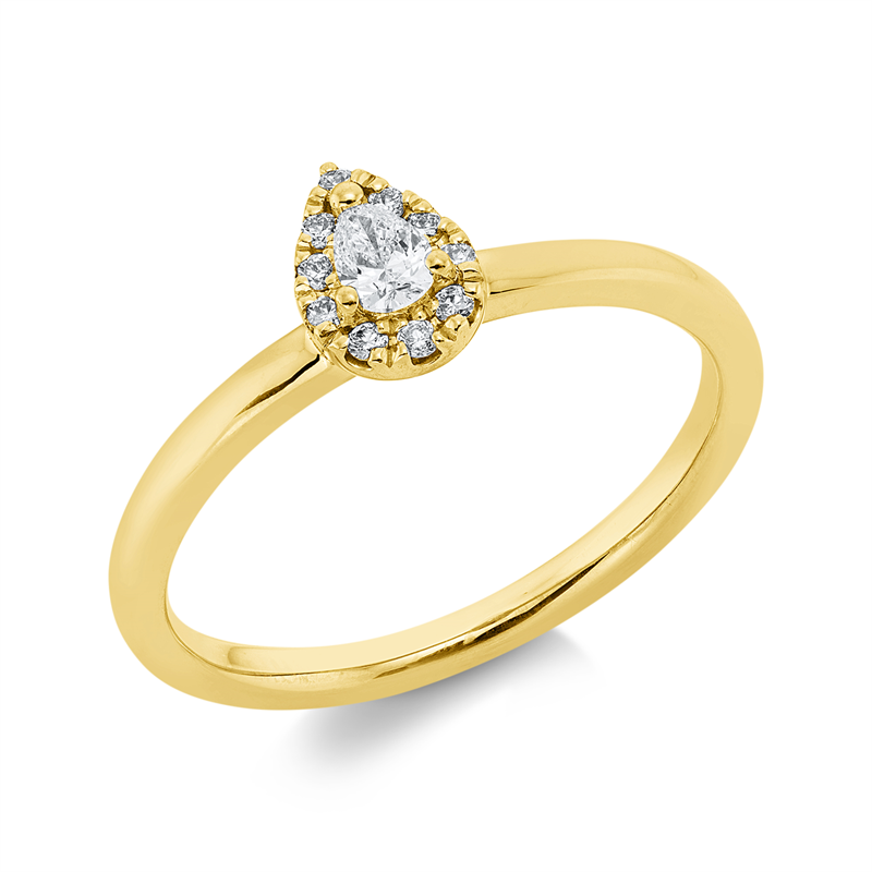 Solitaire mit Besatz Ring Gelbgold 18kt 0,18ct