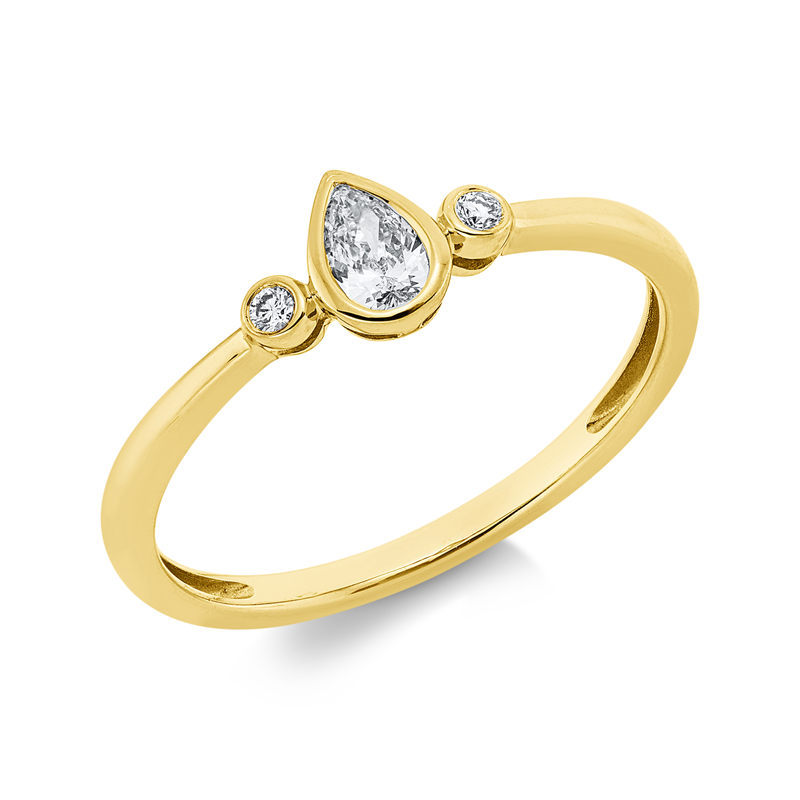 Solitaire mit Besatz Ring Gelbgold 18kt 0,17ct