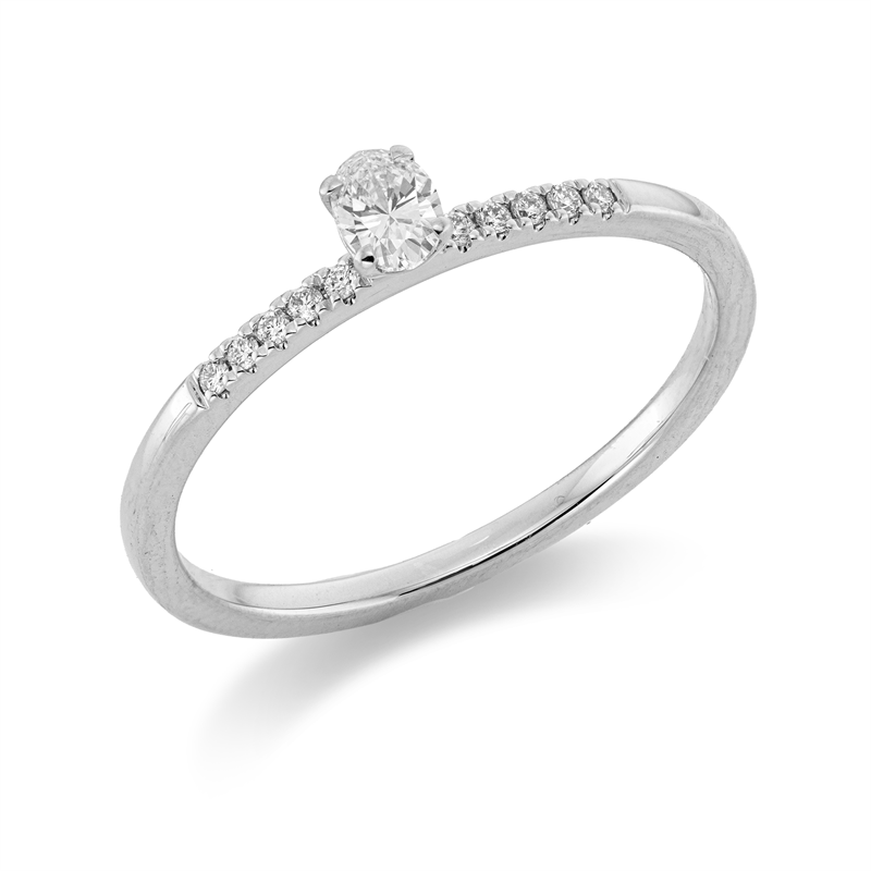 Solitaire mit Besatz Ring Weißgold 18kt 0,19ct