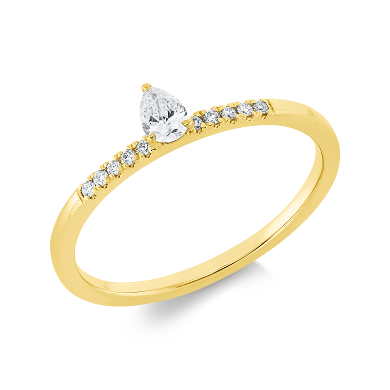 Solitaire mit Besatz Ring Gelbgold 18kt 0,18ct