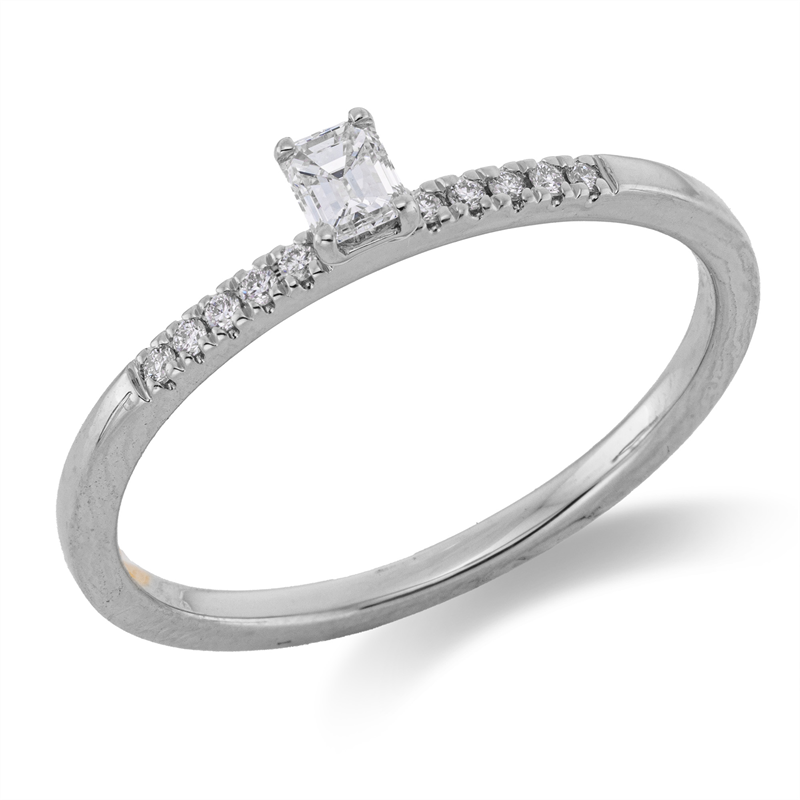Solitaire mit Besatz Ring Weißgold 18kt 0,19ct
