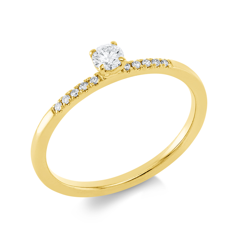 Solitaire mit Besatz Ring Weißgold 18kt 0,19ct