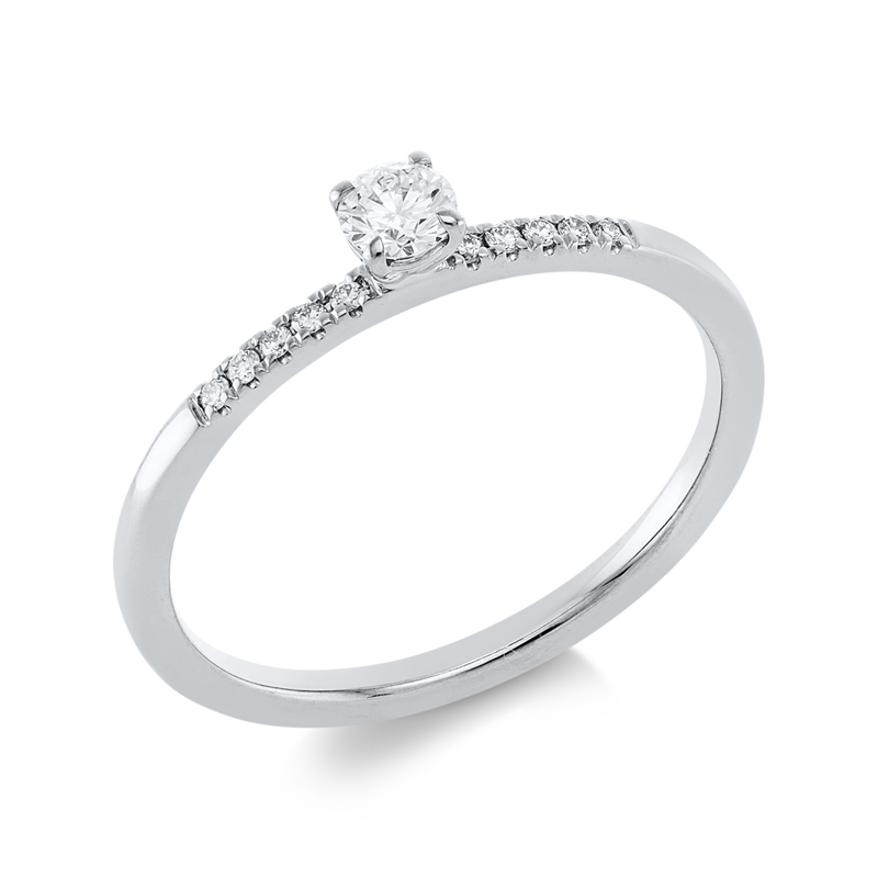 Solitaire mit Besatz Ring Weißgold 18kt 0,19ct