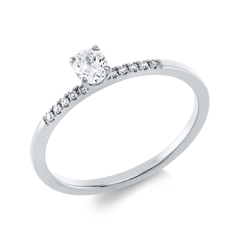 Solitaire mit Besatz Ring Weißgold 18kt 0,28ct