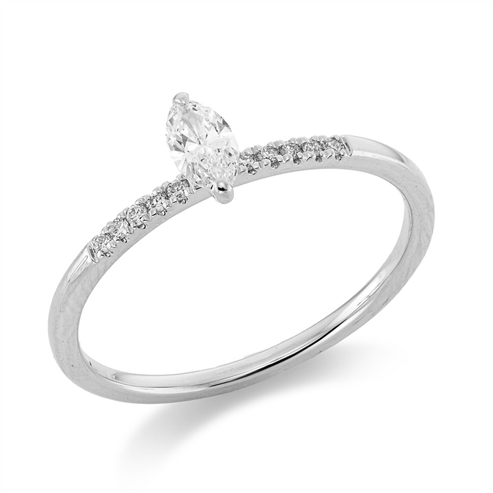 Solitaire mit Besatz Ring Weißgold 18kt Ref-1HM94