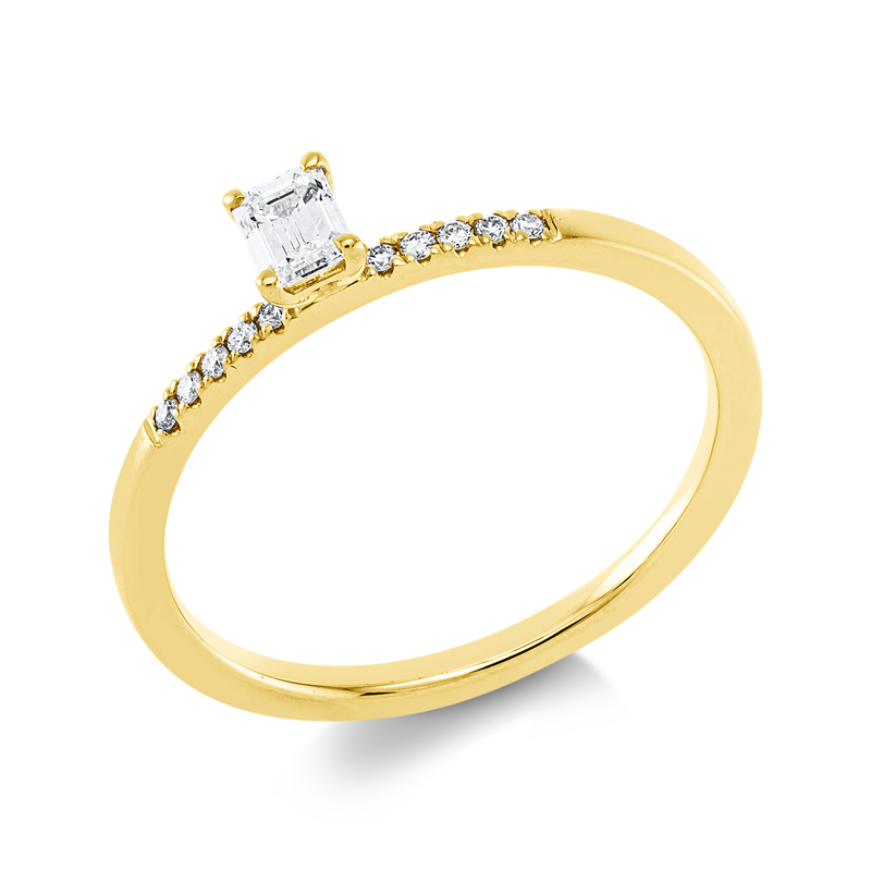 Solitaire mit Besatz Ring Gelbgold 18kt Ref-1HM96