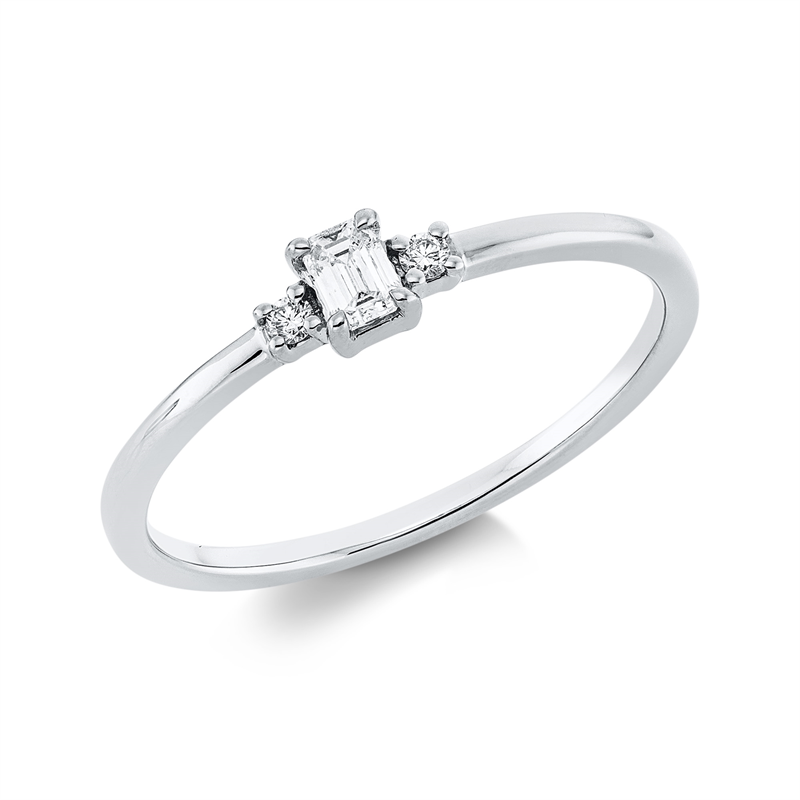 Solitaire mit Besatz Ring Weißgold 18kt 0,13ct