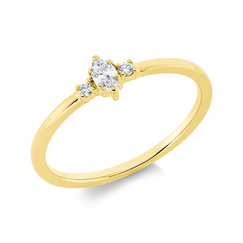 Solitaire mit Besatz Ring Weißgold 18kt 0,13ct