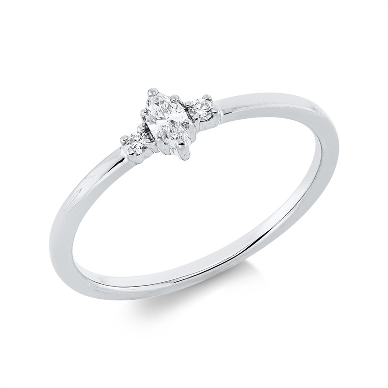 Solitaire mit Besatz Ring Weißgold 18kt 0,13ct