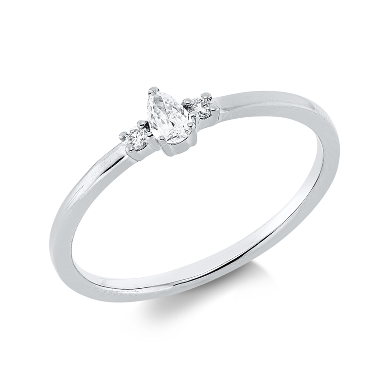 Solitaire mit Besatz Ring Weißgold 18kt 0,13ct