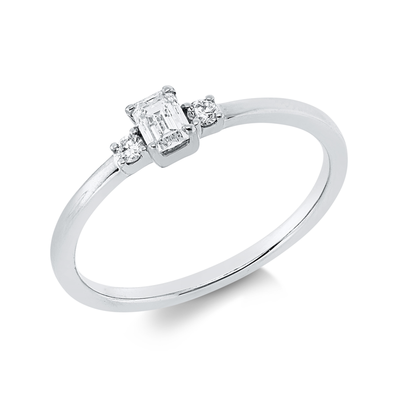 Solitaire mit Besatz Ring Weißgold 18kt 0,25ct