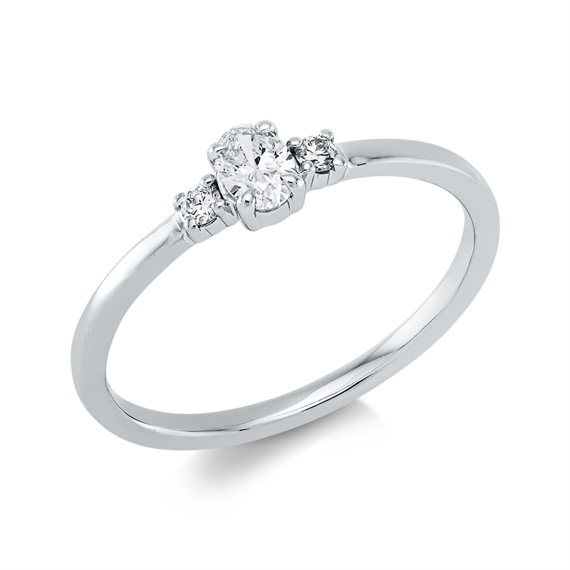 Solitaire mit Besatz Ring Weißgold 18kt 0,23ct