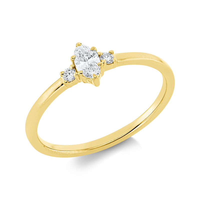 Solitaire mit Besatz Ring Weißgold 18kt 0,22ct