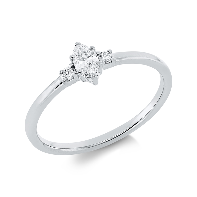 Solitaire mit Besatz Ring Weißgold 18kt 0,22ct