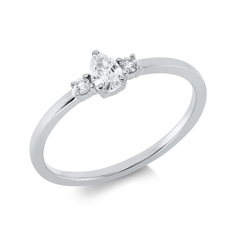 Solitaire mit Besatz Ring Weißgold 18kt 0,24ct