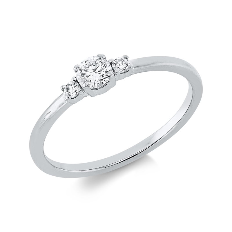 Solitaire mit Besatz Ring Weißgold 18kt 0,24ct