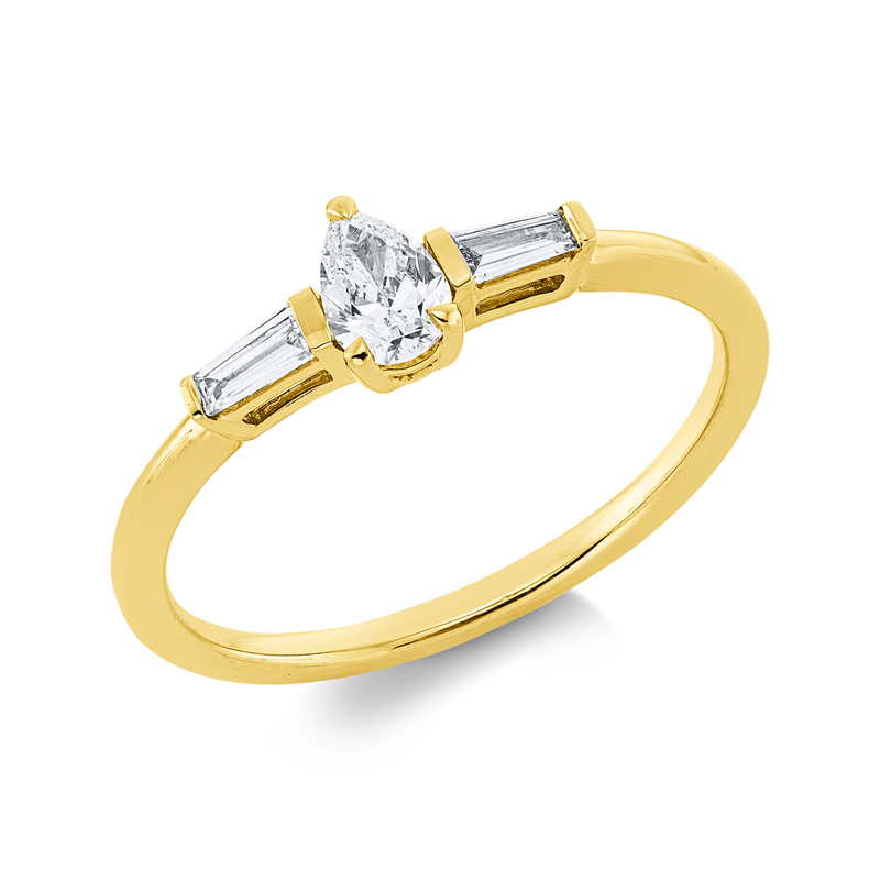 Solitaire mit Besatz Ring Gelbgold 18kt 0,31ct
