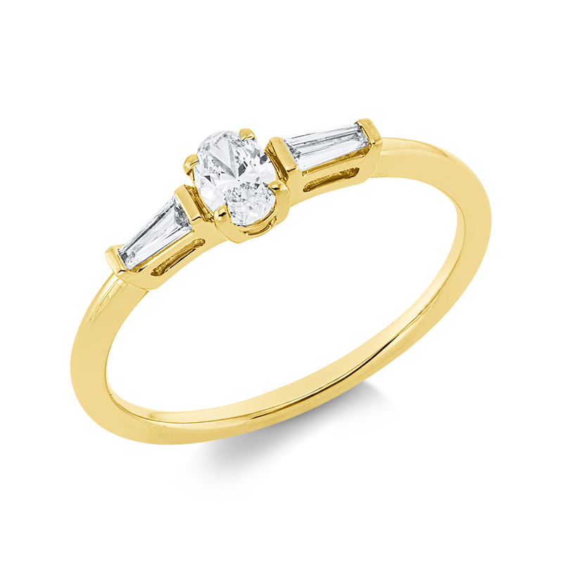 Solitaire mit Besatz Ring Weißgold 18kt 0,3ct