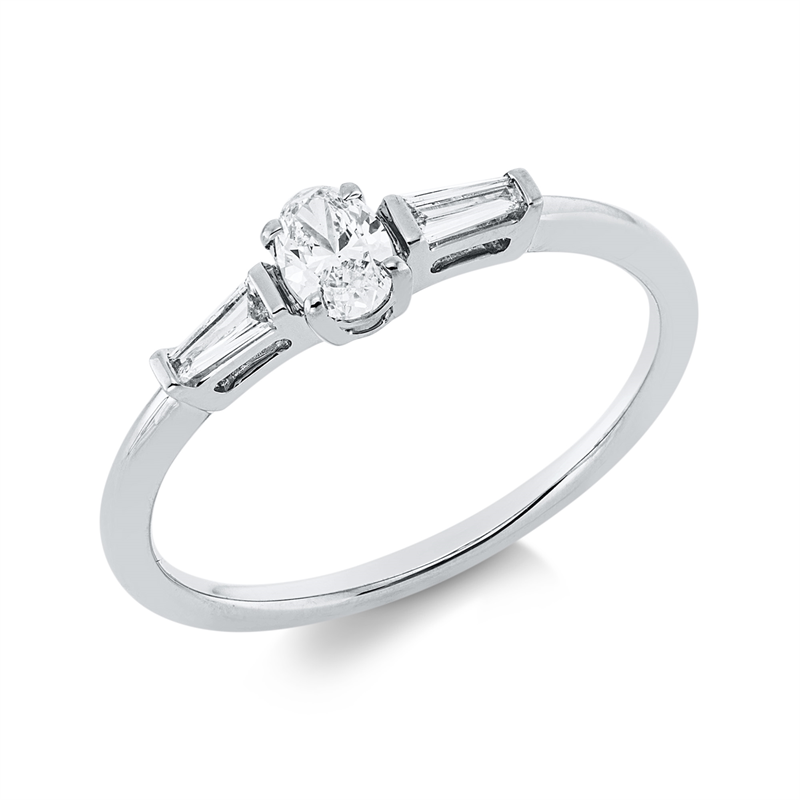 Solitaire mit Besatz Ring Weißgold 18kt 0,3ct