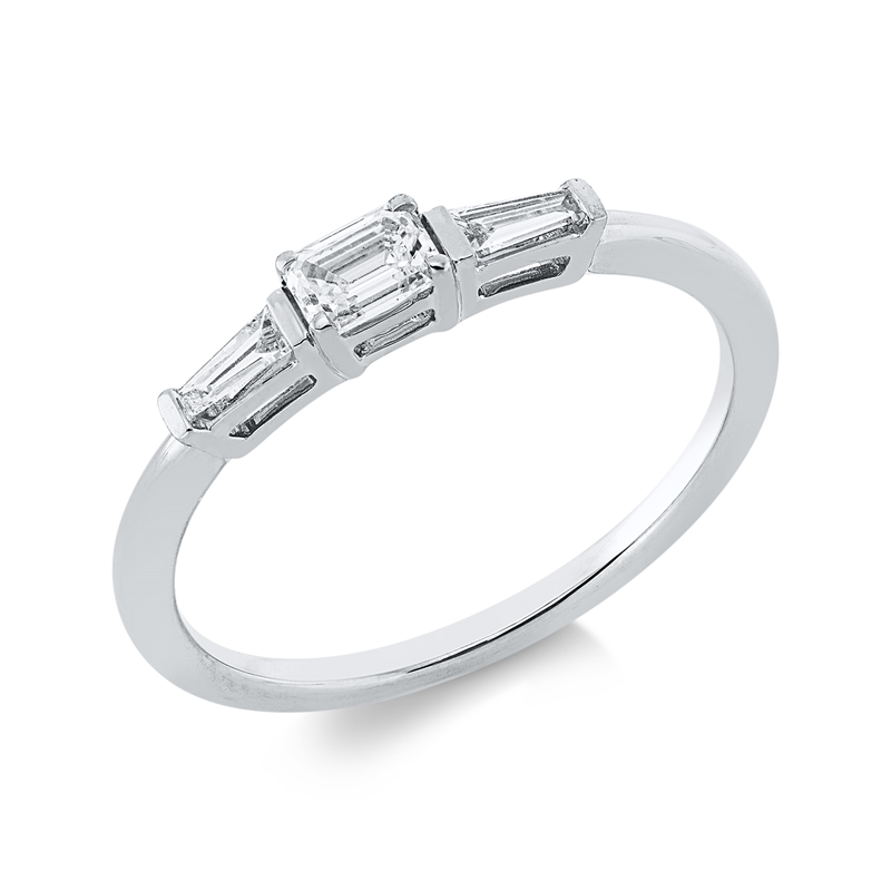 Solitaire mit Besatz Ring Weißgold 18kt 0,32ct