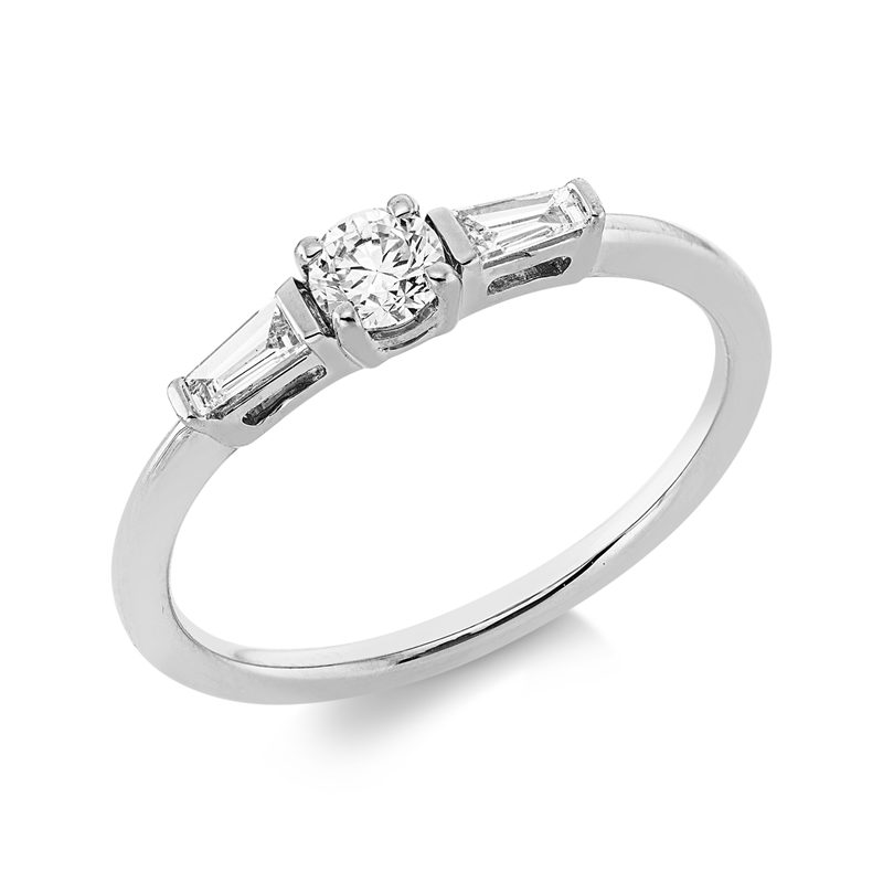 Solitaire mit Besatz Ring Weißgold 18kt 0,33ct