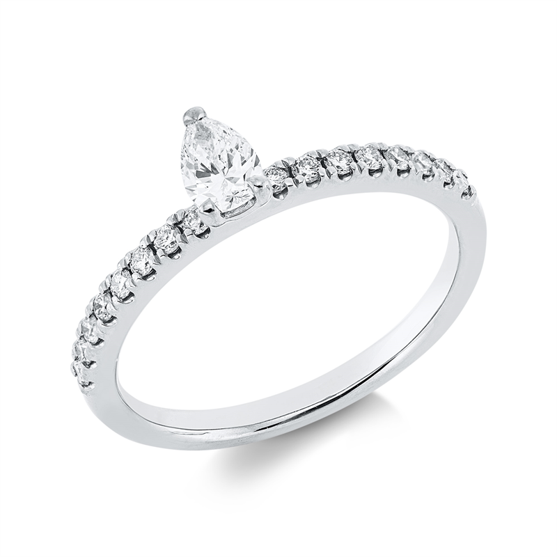 Solitaire mit Besatz Ring Weißgold 18kt 0,44ct