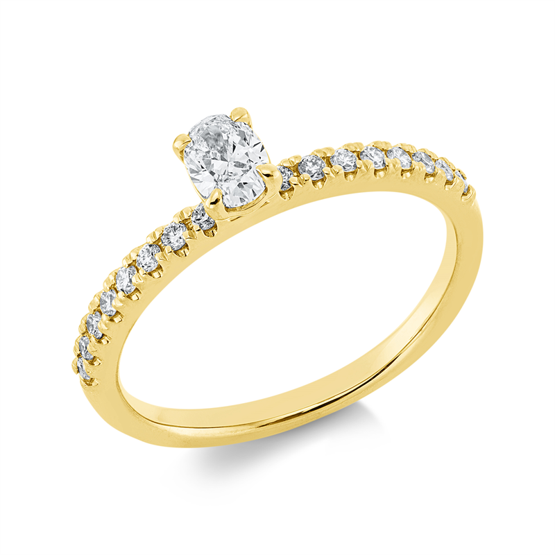 Solitaire mit Besatz Ring Gelbgold 18kt Ref-1HN15