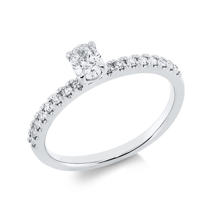 Solitaire mit Besatz Ring Weißgold 18kt Ref-1HN15