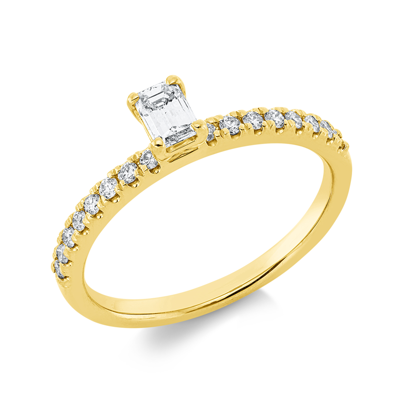 Solitaire mit Besatz Ring Gelbgold 18kt Ref-1HN16