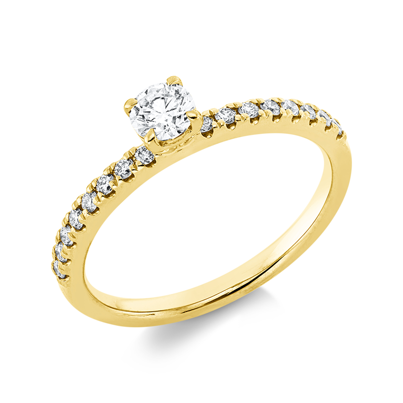 Solitaire mit Besatz Ring Gelbgold 18kt 0,45ct