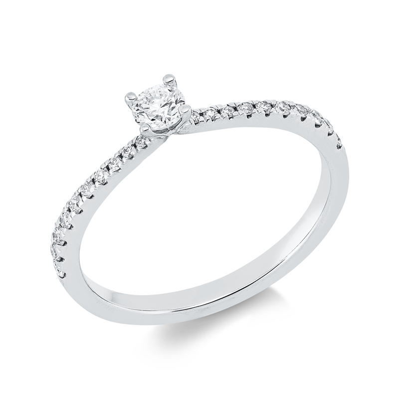 Solitaire mit Besatz Ring Weißgold 18kt 0,29ct