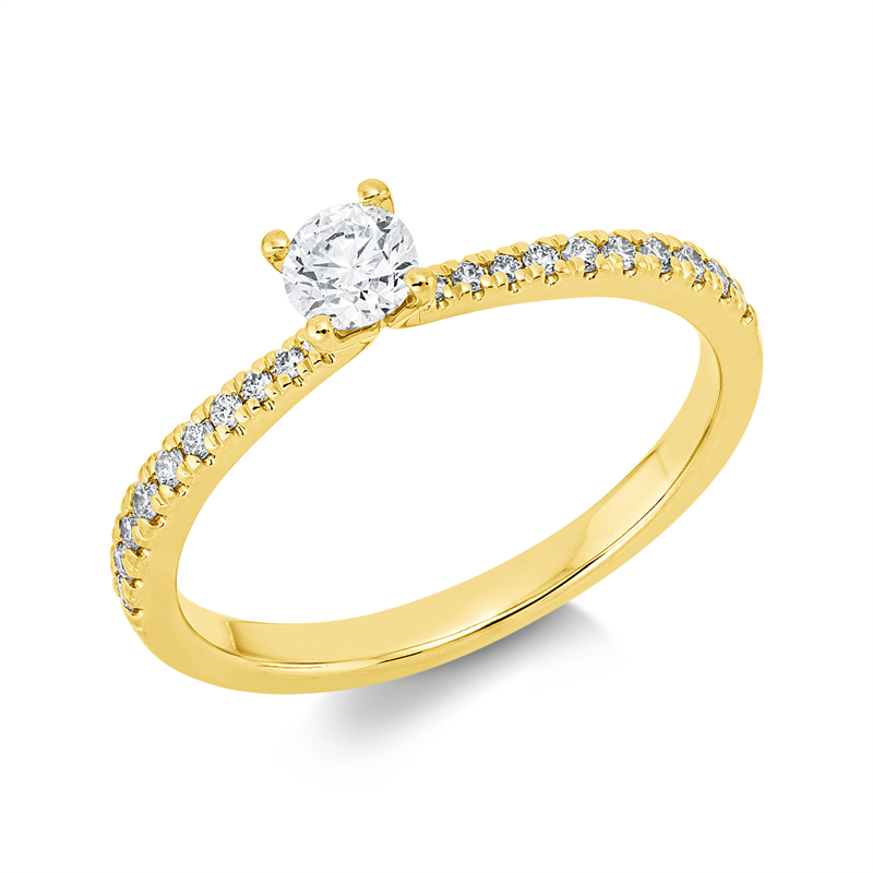 Solitaire mit Besatz Ring Weißgold 18kt 0,4ct