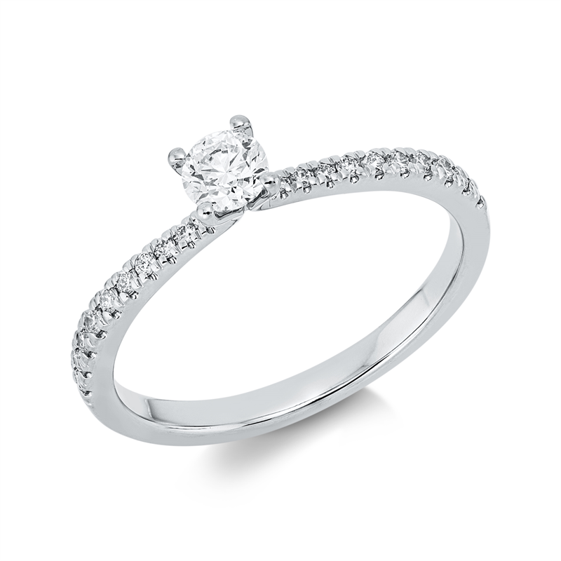 Solitaire mit Besatz Ring Weißgold 18kt 0,4ct
