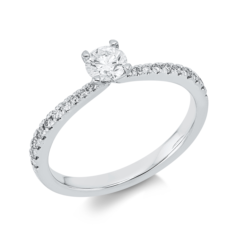 Solitaire mit Besatz Ring Weißgold 14kt 0,45ct